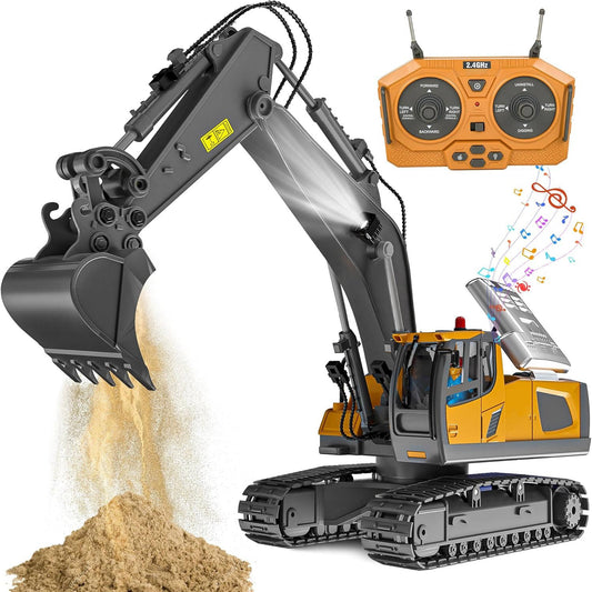 Remote Control Excavator, 4WD RC Construction Truck Toy with Rotating Arm for Kids, Multiple Configurations
