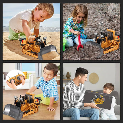 Remote Control Excavator, 4WD RC Construction Truck Toy with Rotating Arm for Kids, Multiple Configurations