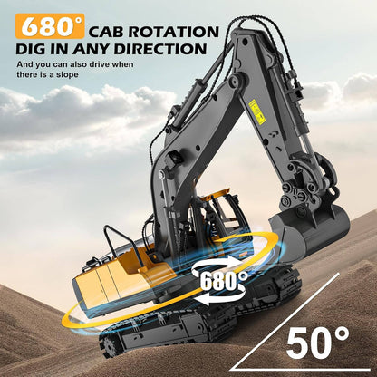Remote Control Excavator, 4WD RC Construction Truck Toy with Rotating Arm for Kids, Multiple Configurations