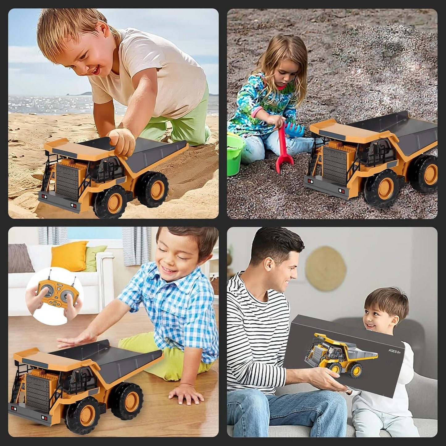 Remote Control Excavator, 4WD RC Construction Truck Toy with Rotating Arm for Kids, Multiple Configurations