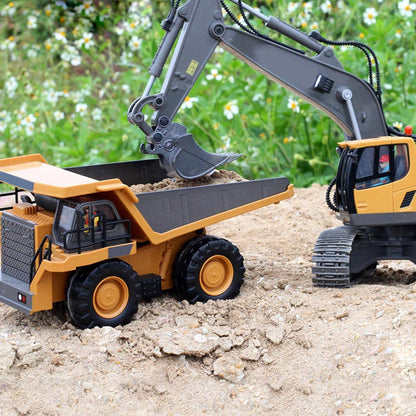 Remote Control Excavator, 4WD RC Construction Truck Toy with Rotating Arm for Kids, Multiple Configurations