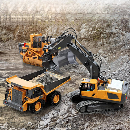 Remote Control Excavator, 4WD RC Construction Truck Toy with Rotating Arm for Kids, Multiple Configurations