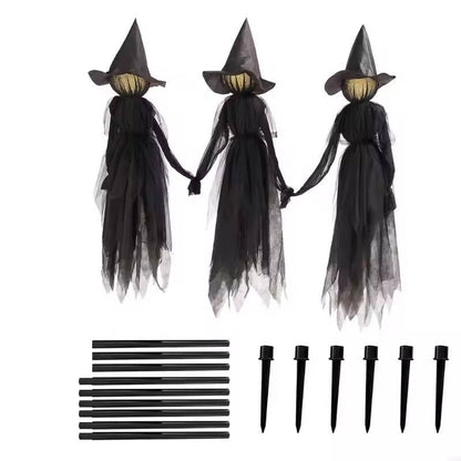 Sound-Activated Witch Decorations, 3-Piece Light-Up Talking Halloween Witches for Indoor and Outdoor Yard Decor
