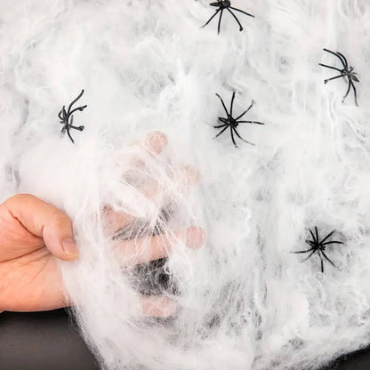 Stretch Spider Web Decoration, 200 Sq Ft Halloween Cobwebs with Fake Spiders for Indoor and Outdoor Party Decor