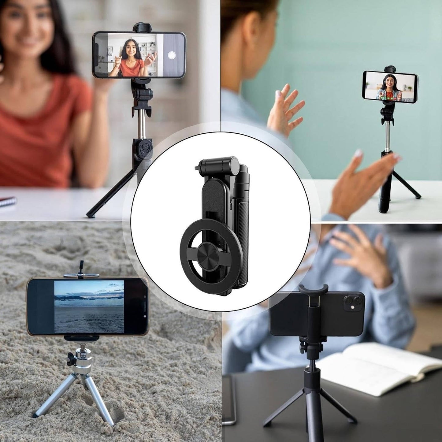 4-in-1 Magnetic Selfie Stick, Extendable Phone Tripod with Wireless Remote for Travel, Vlogging and Group Photos