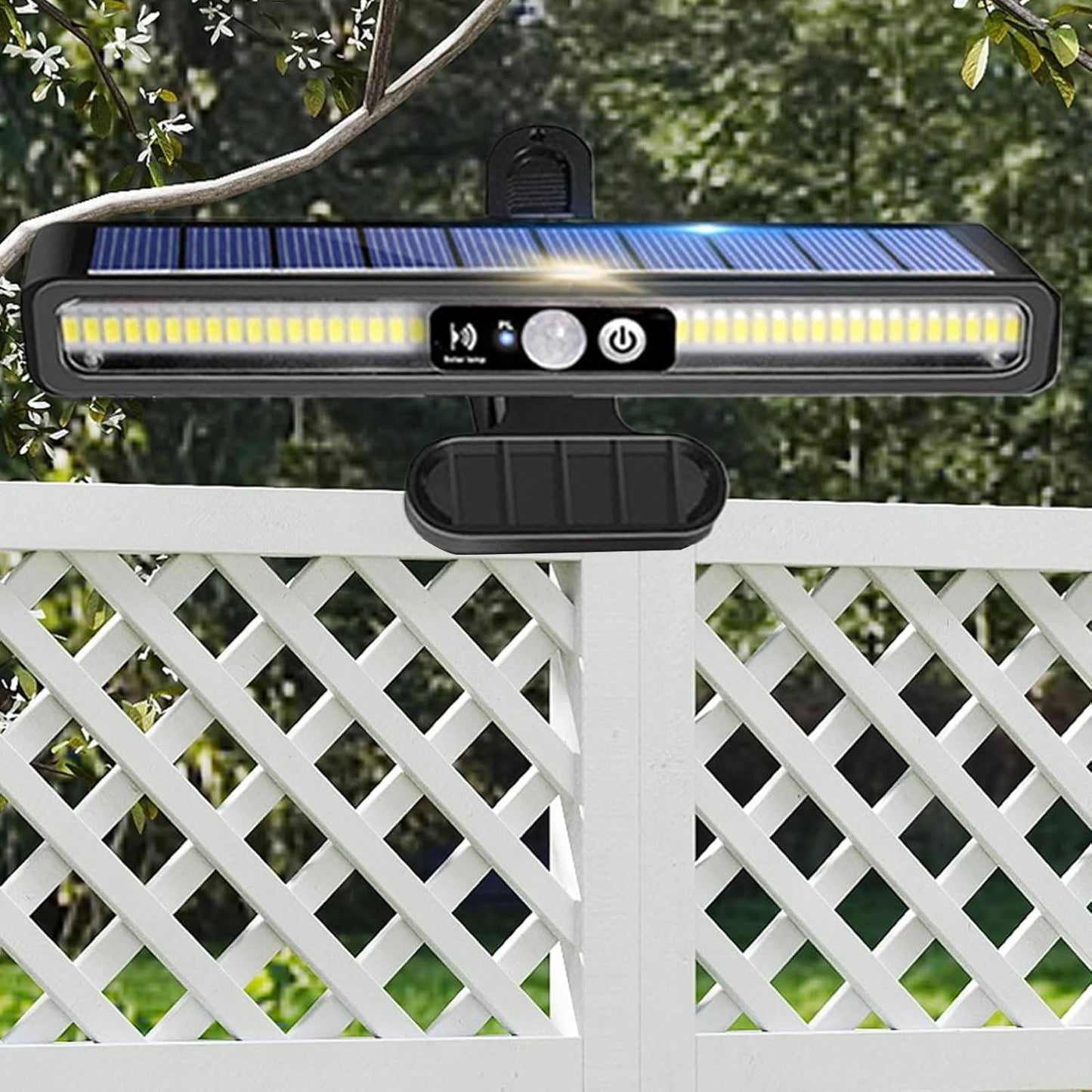 Solar Motion Sensor Fence Lights, 2 Pack 36 LED Outdoor Waterproof Deck Rail Lights for Fence, Patio & Yard, 2 Colors
