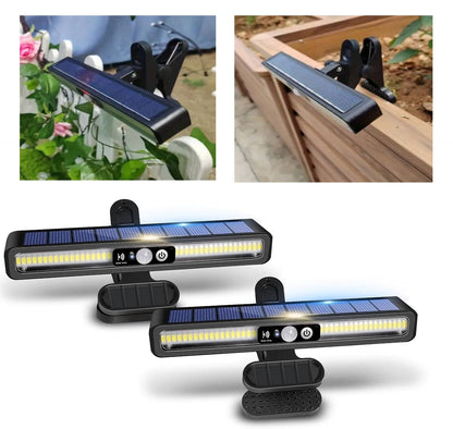 Solar Motion Sensor Fence Lights, 2 Pack 36 LED Outdoor Waterproof Deck Rail Lights for Fence, Patio & Yard, 2 Colors
