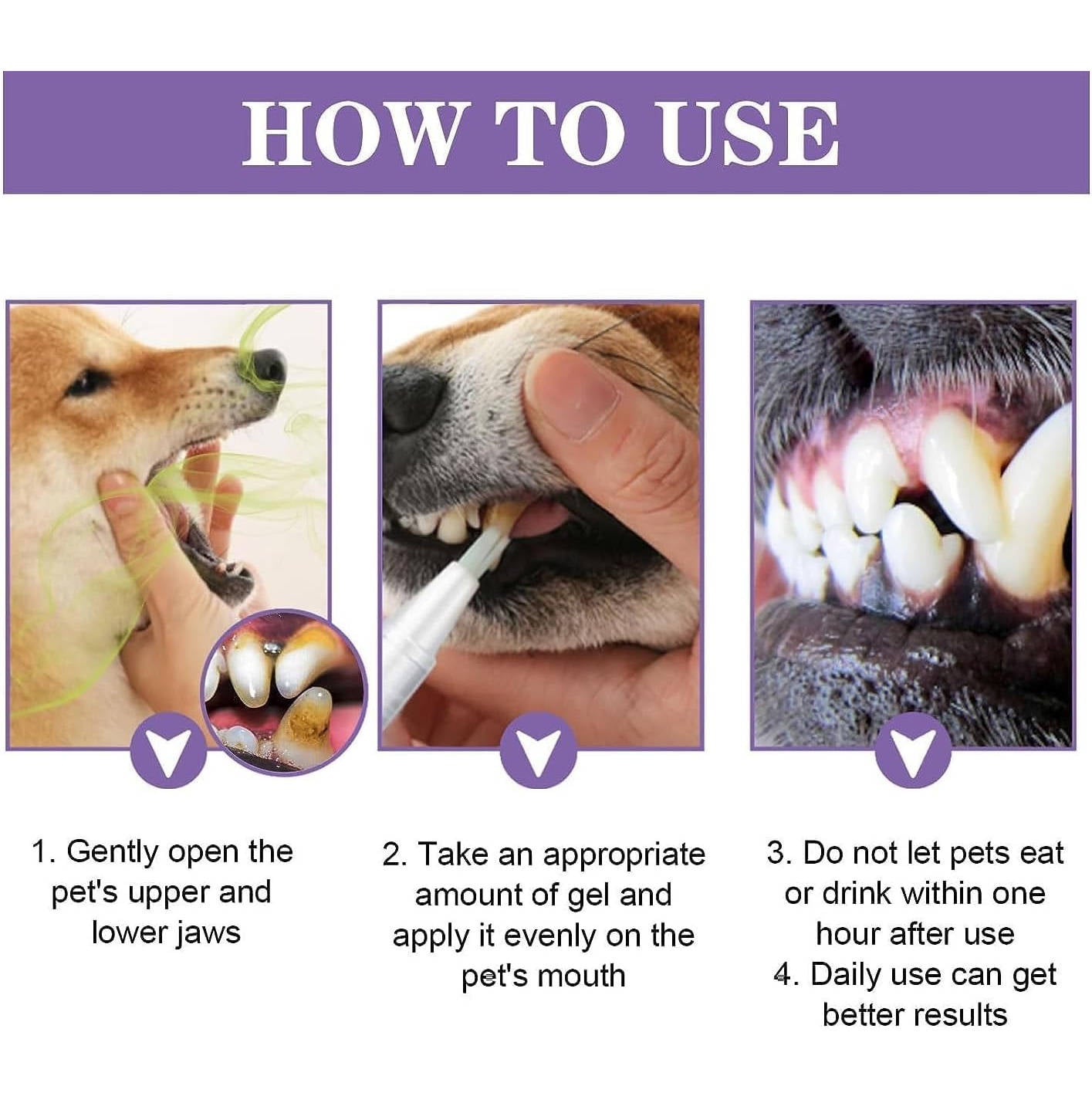 Dog Oral Repair Gel, 3 Pack Plant-Based Dental Gel for Dogs for Fresh Breath and Teeth Cleaning at Home