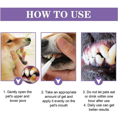 Dog Oral Repair Gel, 3 Pack Plant-Based Dental Gel for Dogs for Fresh Breath and Teeth Cleaning at Home