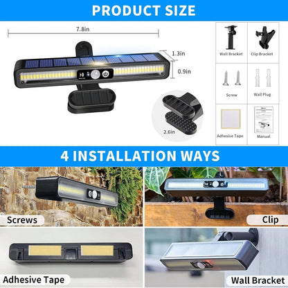 Solar Motion Sensor Fence Lights, 2 Pack 36 LED Outdoor Waterproof Deck Rail Lights for Fence, Patio & Yard, 2 Colors