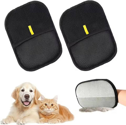 Pet Hair Remover Glove, 2 Pack Dog and Cat Grooming Deshedding Gloves with Textured Massage Mitt for Loose Fur