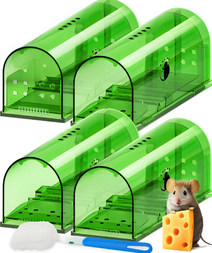 Humane Mouse Trap, 4 Pack No-Kill Catch and Release Live Mouse Traps for Indoor and Outdoor Rodent Control