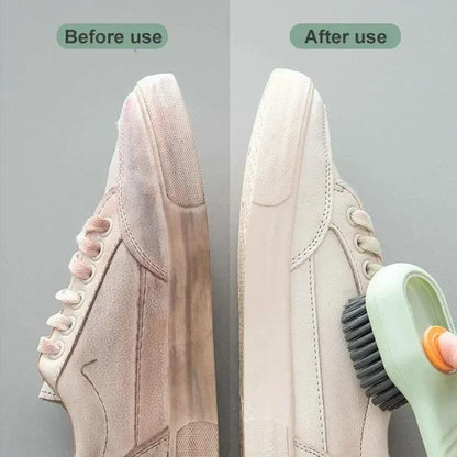 Soap-Dispensing Shoe Brush, 2 Pack Cleaning Brush with Refillable Liquid Handle for Sneakers, Boots & Scrubbing
