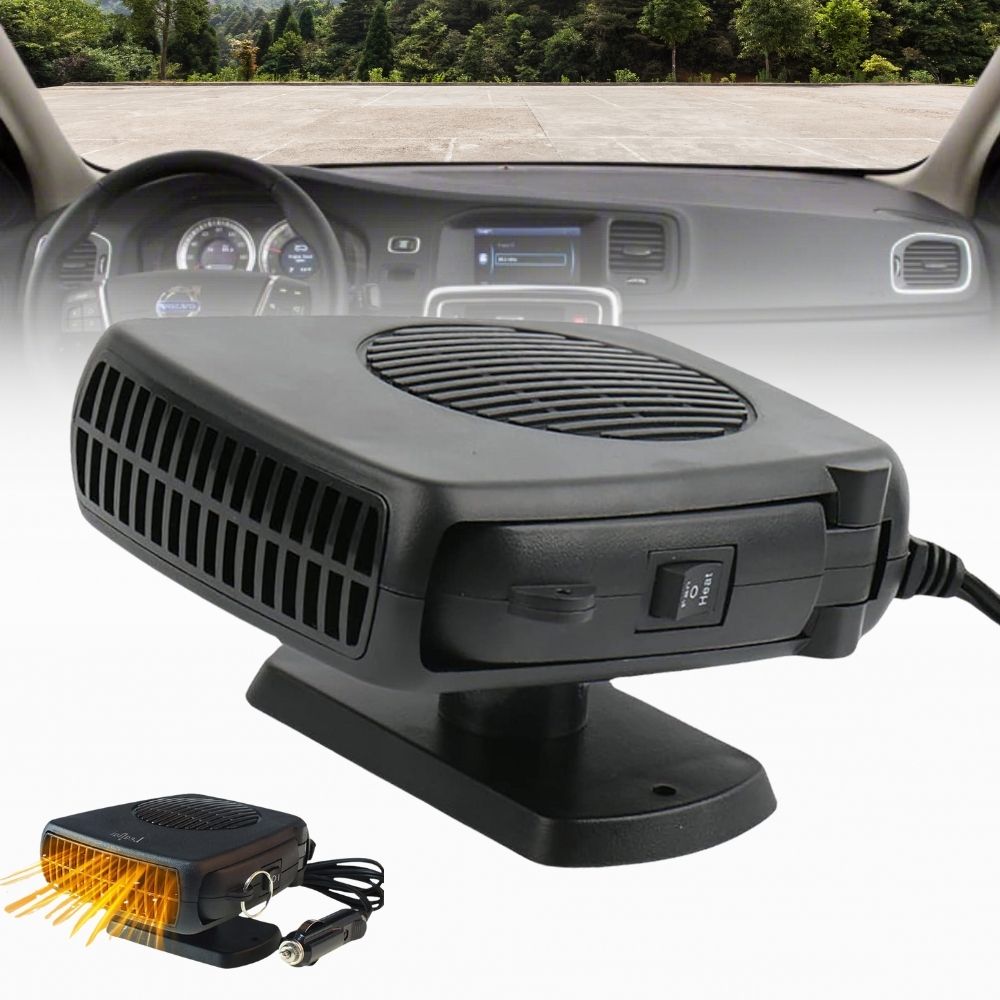 12V Ceramic Car Heater Fan, Plug-In Portable Car Heater and Windshield Defroster with Thermostat for Cars, Trucks & RVs