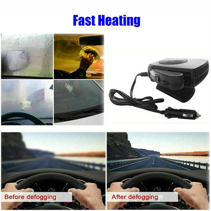 12V Ceramic Car Heater Fan, Plug-In Portable Car Heater and Windshield Defroster with Thermostat for Cars, Trucks & RVs