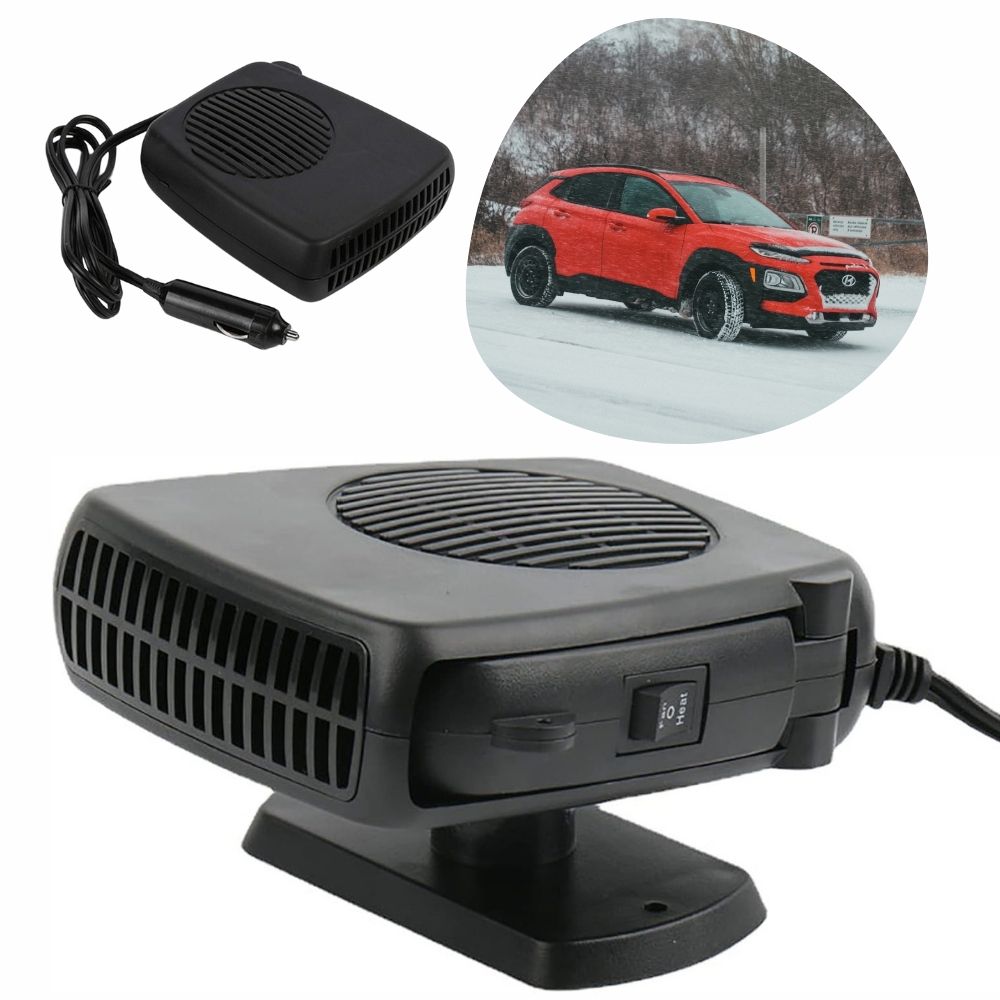 12V Ceramic Car Heater Fan, Plug-In Portable Car Heater and Windshield Defroster with Thermostat for Cars, Trucks & RVs