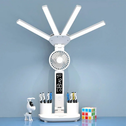 3-in-1 Multifunctional LED Table Lamp, Dimmable Desk Lamp with Clock, Temperature Display and 3 Color Modes