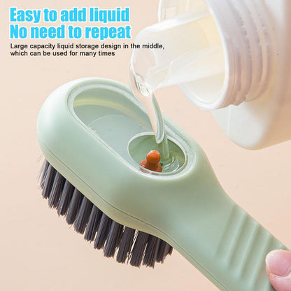Soap-Dispensing Shoe Brush, 2 Pack Cleaning Brush with Refillable Liquid Handle for Sneakers, Boots & Scrubbing