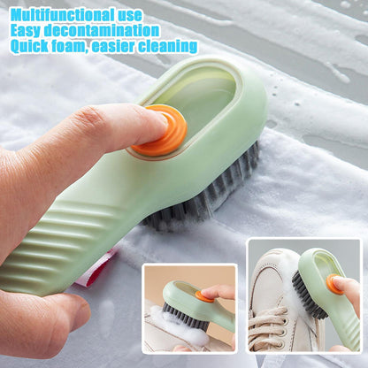 Soap-Dispensing Shoe Brush, 2 Pack Cleaning Brush with Refillable Liquid Handle for Sneakers, Boots & Scrubbing