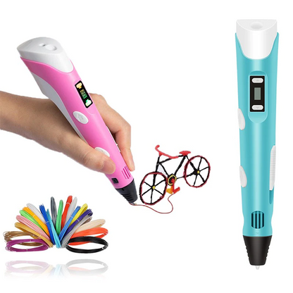 3D Printing Pen Starter Kit for Kids, Child-Safe Cool Doodle Pen with Non-Toxic Filament for Ages 3+, 2 Colors