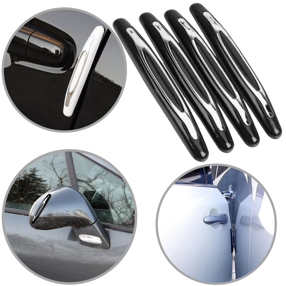 Car Door Protection Strips, 4 Pack Rubber Edge Guards for Door, Bumper and Mirror Anti-Scratch, 3 Colors
