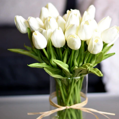 Artificial Tulip Flowers, Set of 10 Realistic Faux Silk Tulips with Stems for Vase, Bouquet & Centerpiece, 20+ Colors