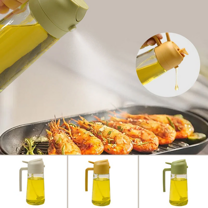 2-in-1 Glass Oil Sprayer and Dispenser, BPA-Free Olive Oil Mister and Pourer Bottle for Cooking, Salads & Baking, 3 Colors