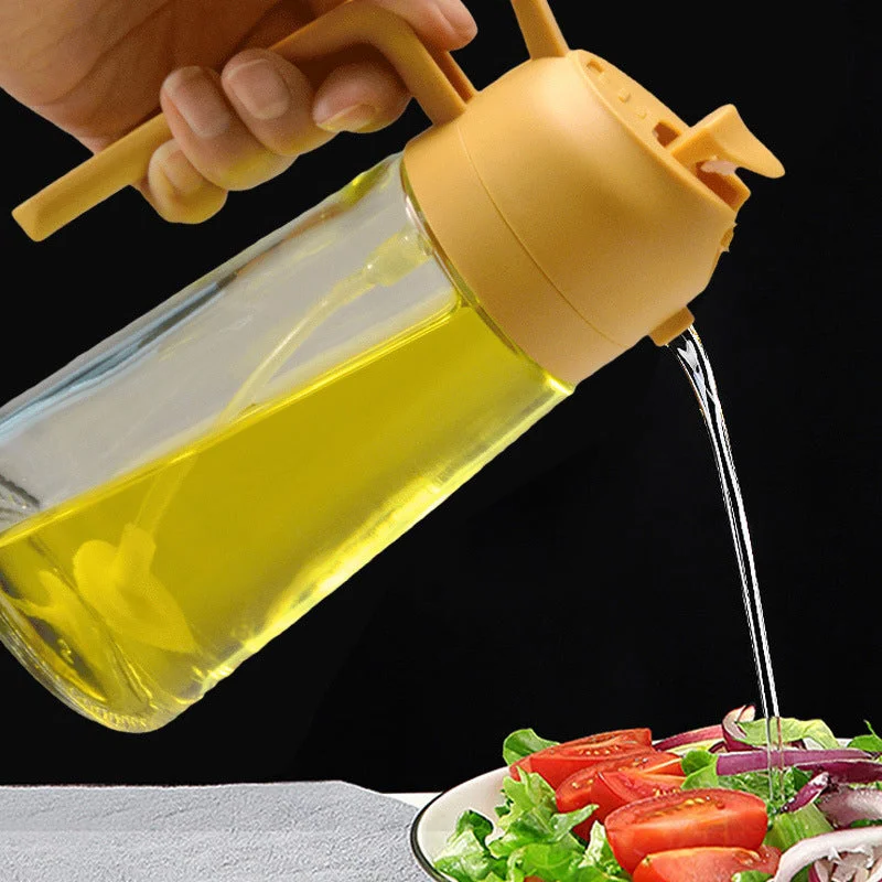 2-in-1 Glass Oil Sprayer and Dispenser, BPA-Free Olive Oil Mister and Pourer Bottle for Cooking, Salads & Baking, 3 Colors