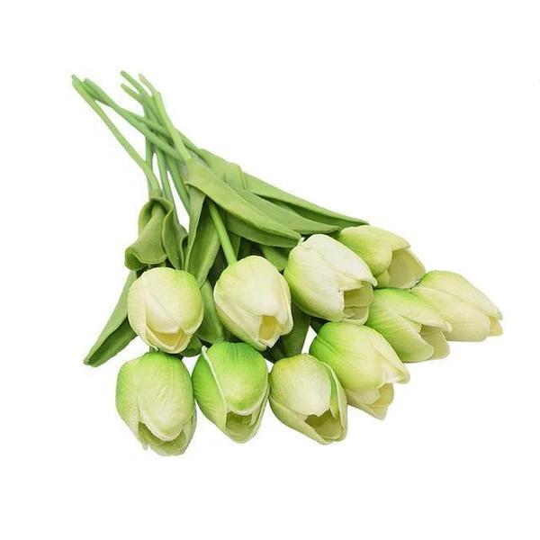 Artificial Tulip Flowers, Set of 10 Realistic Faux Silk Tulips with Stems for Vase, Bouquet & Centerpiece, 20+ Colors