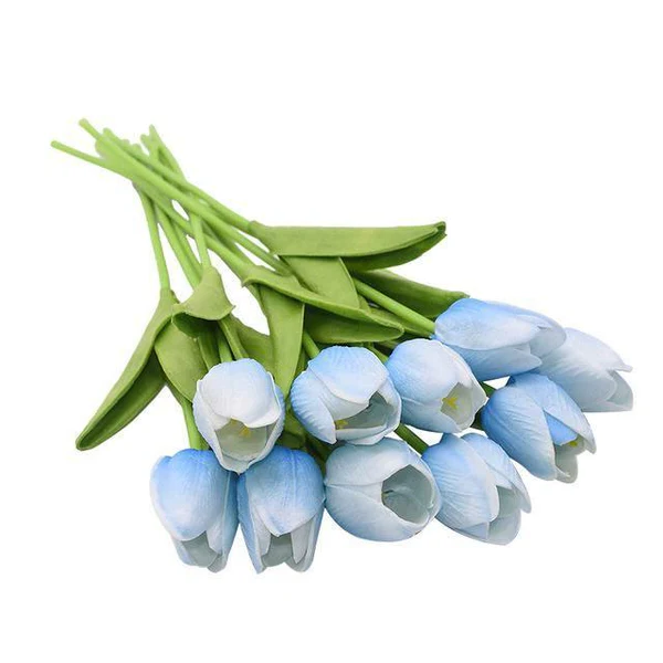 Artificial Tulip Flowers, Set of 10 Realistic Faux Silk Tulips with Stems for Vase, Bouquet & Centerpiece, 20+ Colors