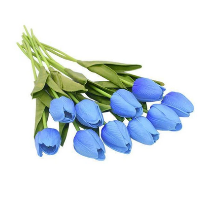 Artificial Tulip Flowers, Set of 10 Realistic Faux Silk Tulips with Stems for Vase, Bouquet & Centerpiece, 20+ Colors