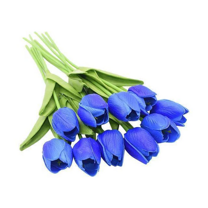 Artificial Tulip Flowers, Set of 10 Realistic Faux Silk Tulips with Stems for Vase, Bouquet & Centerpiece, 20+ Colors