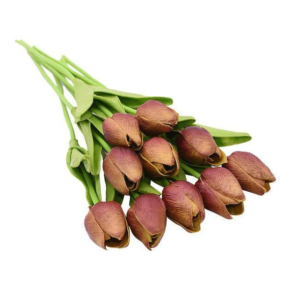 Artificial Tulip Flowers, Set of 10 Realistic Faux Silk Tulips with Stems for Vase, Bouquet & Centerpiece, 20+ Colors