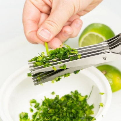 5-Blade Herb Scissors, Stainless Steel Multi-Blade Kitchen Shears for Cutting Fresh Herbs, Basil and Chives