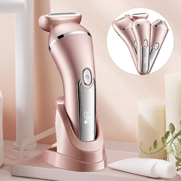 Electric Shaver for Women, 3-in-1 Rechargeable Waterproof Razor, Trimmer and Epilator for Face, Legs and Bikini