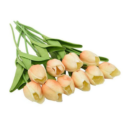 Artificial Tulip Flowers, Set of 10 Realistic Faux Silk Tulips with Stems for Vase, Bouquet & Centerpiece, 20+ Colors