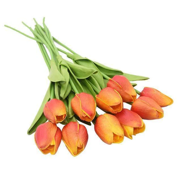 Artificial Tulip Flowers, Set of 10 Realistic Faux Silk Tulips with Stems for Vase, Bouquet & Centerpiece, 20+ Colors