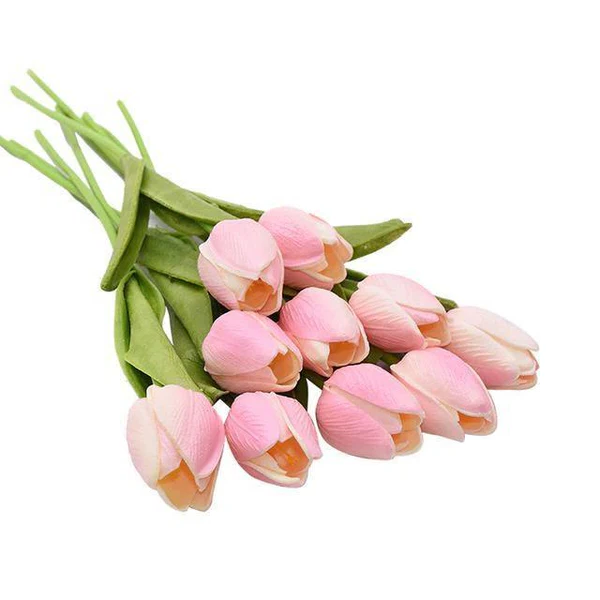 Artificial Tulip Flowers, Set of 10 Realistic Faux Silk Tulips with Stems for Vase, Bouquet & Centerpiece, 20+ Colors