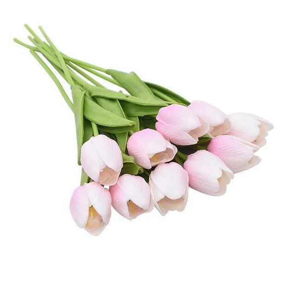 Artificial Tulip Flowers, Set of 10 Realistic Faux Silk Tulips with Stems for Vase, Bouquet & Centerpiece, 20+ Colors