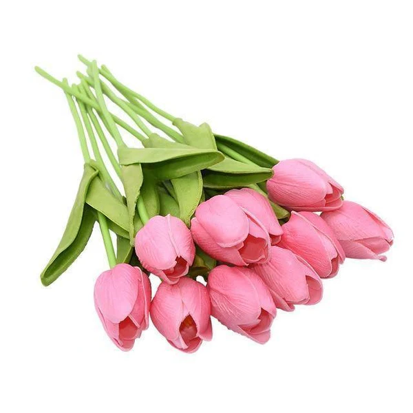 Artificial Tulip Flowers, Set of 10 Realistic Faux Silk Tulips with Stems for Vase, Bouquet & Centerpiece, 20+ Colors