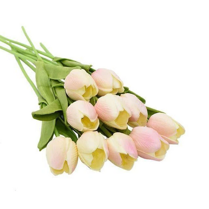 Artificial Tulip Flowers, Set of 10 Realistic Faux Silk Tulips with Stems for Vase, Bouquet & Centerpiece, 20+ Colors