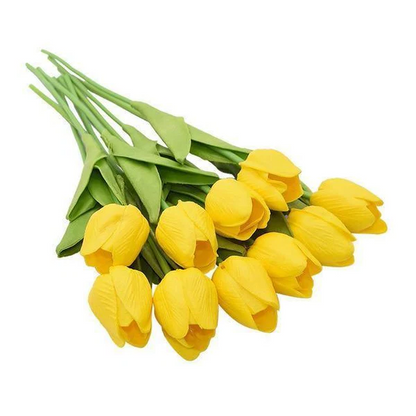 Artificial Tulip Flowers, Set of 10 Realistic Faux Silk Tulips with Stems for Vase, Bouquet & Centerpiece, 20+ Colors