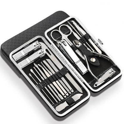 19-in-1 Stainless Steel Manicure Kit, Professional Nail Clipper Grooming Set with PU Leather Travel Case for Manicure & Pedicure