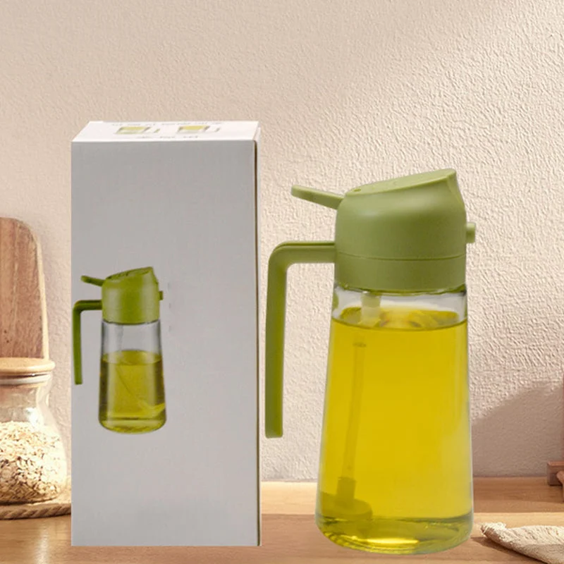 2-in-1 Glass Oil Sprayer and Dispenser, BPA-Free Olive Oil Mister and Pourer Bottle for Cooking, Salads & Baking, 3 Colors