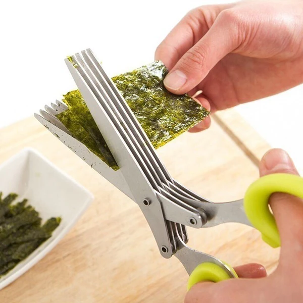 5-Blade Herb Scissors, Stainless Steel Multi-Blade Kitchen Shears for Cutting Fresh Herbs, Basil and Chives