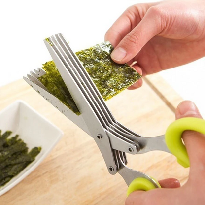 5-Blade Herb Scissors, Stainless Steel Multi-Blade Kitchen Shears for Cutting Fresh Herbs, Basil and Chives