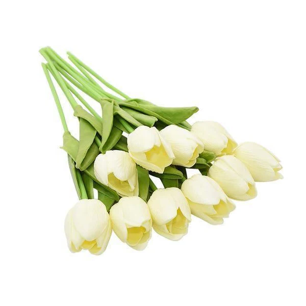 Artificial Tulip Flowers, Set of 10 Realistic Faux Silk Tulips with Stems for Vase, Bouquet & Centerpiece, 20+ Colors