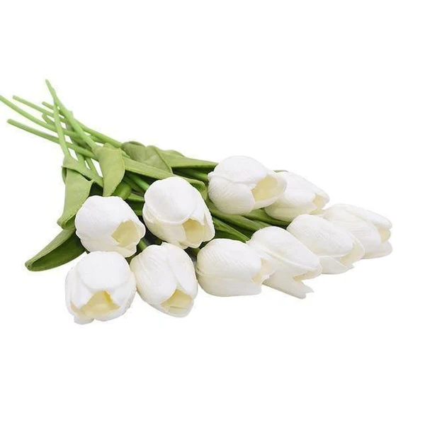 Artificial Tulip Flowers, Set of 10 Realistic Faux Silk Tulips with Stems for Vase, Bouquet & Centerpiece, 20+ Colors