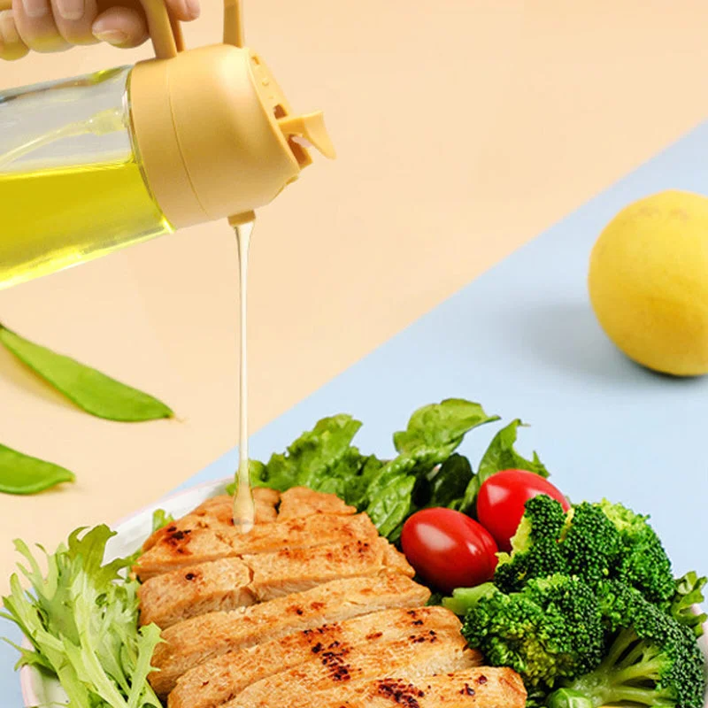 2-in-1 Glass Oil Sprayer and Dispenser, BPA-Free Olive Oil Mister and Pourer Bottle for Cooking, Salads & Baking, 3 Colors