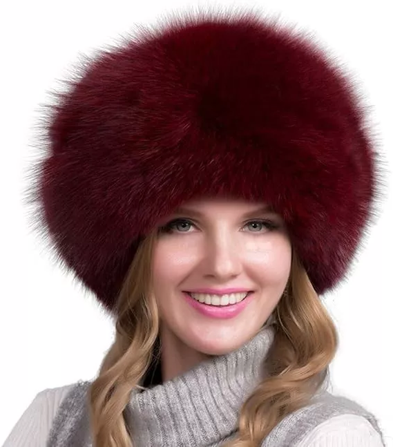 Real Fox Fur Winter Hat for Women, Warm Russian Ushanka Trapper Hat with Earmuffs, Windproof Cold-Weather Fur Cap